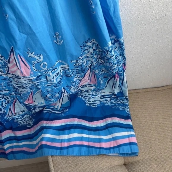 Lilly Pulitzer Charlese Cotton Halter Midi Dress in Lunar Blue, Size 6 - Picture 5 of 11